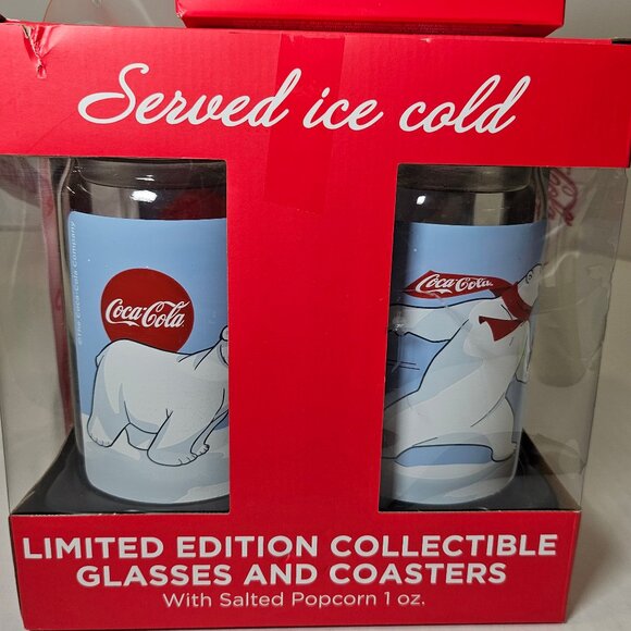 Rare Limited Edition Coca Cola Collectible Glasses And Coaster Gift Set - Picture 6 of 10